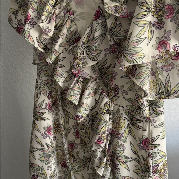 cinq a sept Dresses & Skirts - cinq a sept Floral V-Neck Dress in Cream with Pink & Green